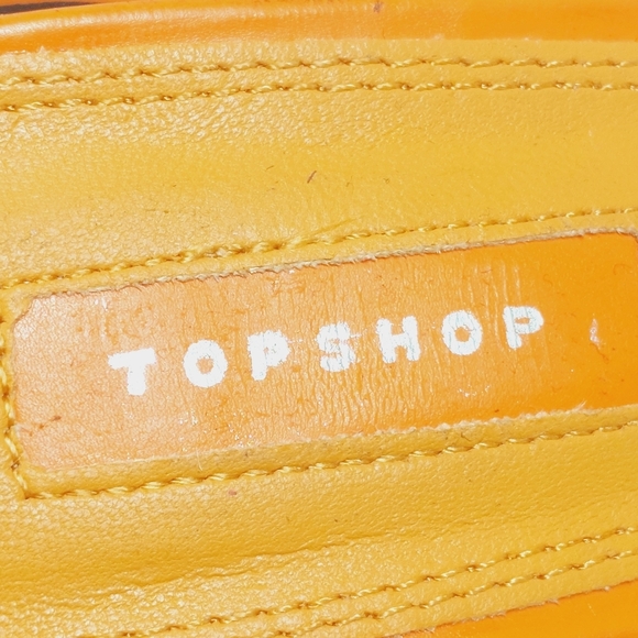 New Topshop Rocco strippy heeled wedge in orange M127 - Picture 10 of 16